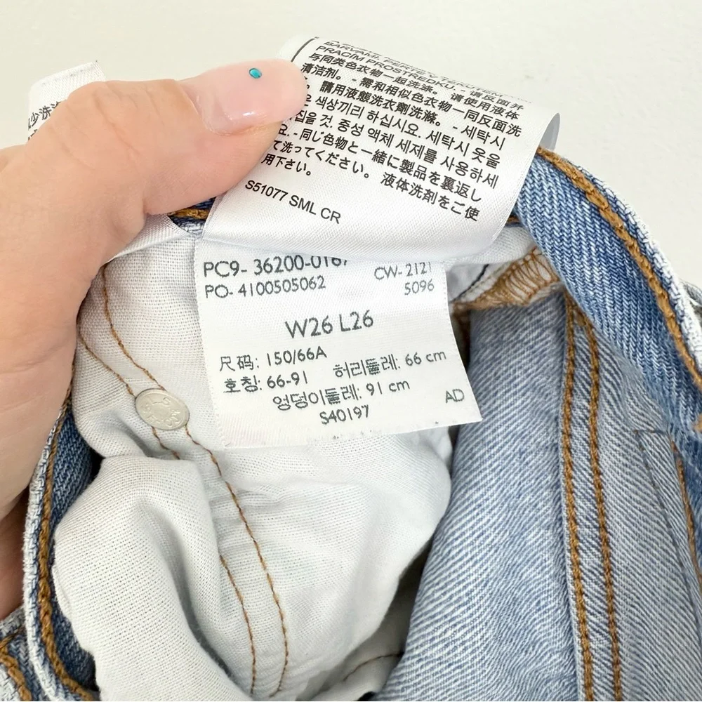 Levi’s 501 High Rise Distressed Straight Leg Jeans Button Fly Crop 26